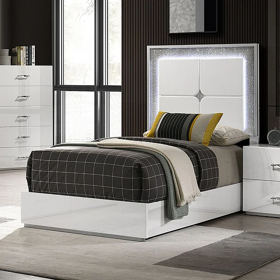 Furniture of America Stoholm Twin Bed in White FM72000WH-T-BED