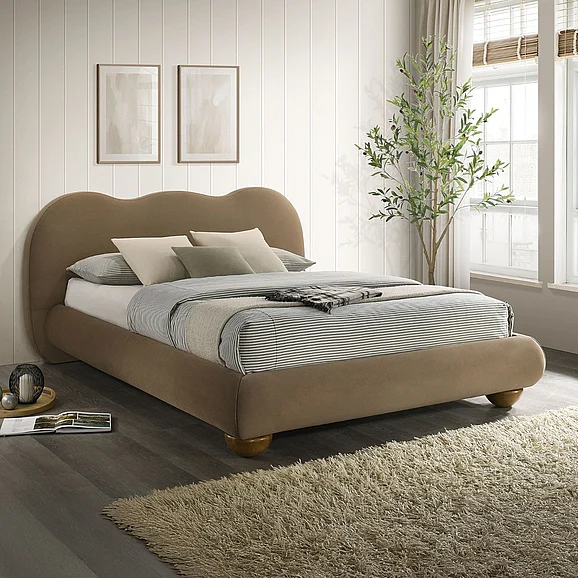 Furniture of America Finamore King Bed in Brown Velvet FM72005BR-EK-BED