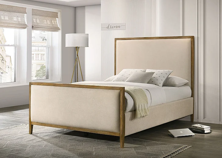 Furniture of America Key King Bed in Beige/Natural Oak FM72009NT-EK-BED