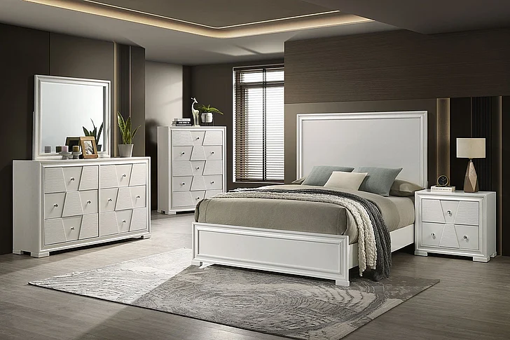 Furniture of America Holsted King Bed in White FM72012WH-EK-BED