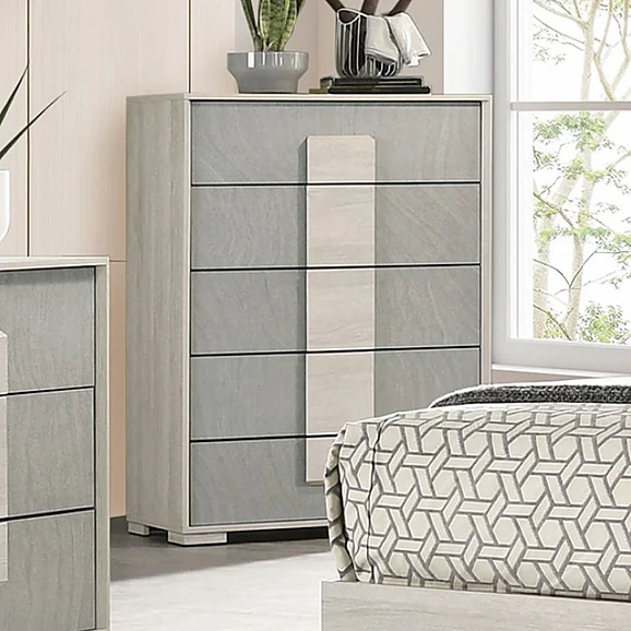 Furniture of America Lincolt Chest in White Wash and Stone Gray FM7201WH-C