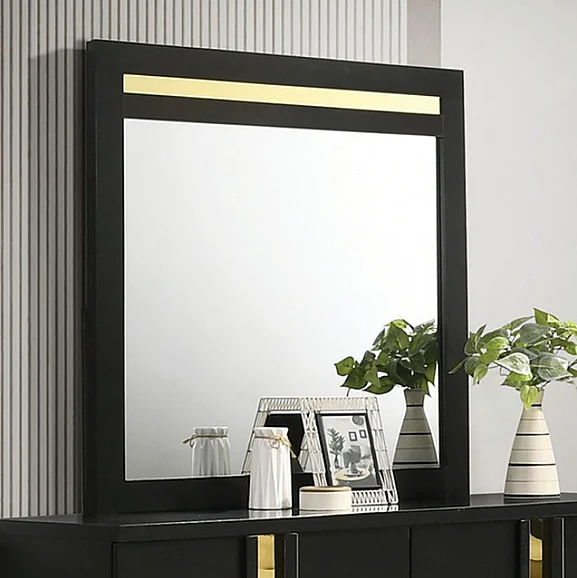 Furniture of America Lillestrom Mirror in Black and Gold FM7217BK-M