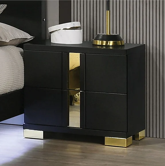 Furniture of America Lillestrom Nightstand in Black and Gold FM7217BK-N