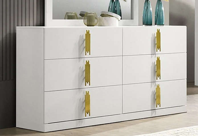 Furniture of America Basildon Dresser in White and Gold FM7271WH-D