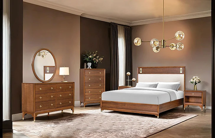 Furniture of America Hepburne King Bed in Walnut FM74000WN-EK-BED