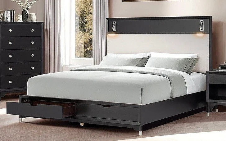 Furniture of America Torrance Queen Bed in Black FM74002BK-Q-ST-BED