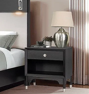 Furniture of America Torrance Nightstand w/ USB in Black FM74002BK-N