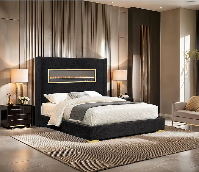 Furniture of America Danvers King Bed in Black FM74003BK-EK