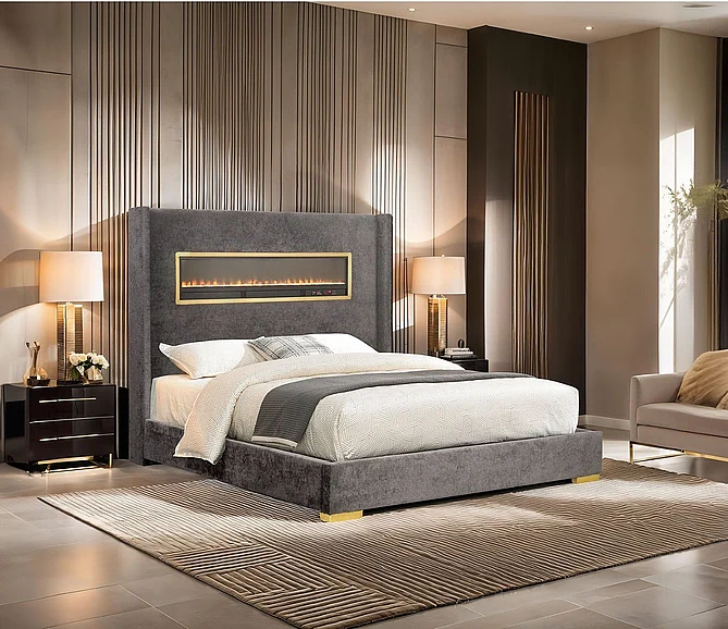 Furniture of America Danvers King Bed in Gray FM74003GY-EK