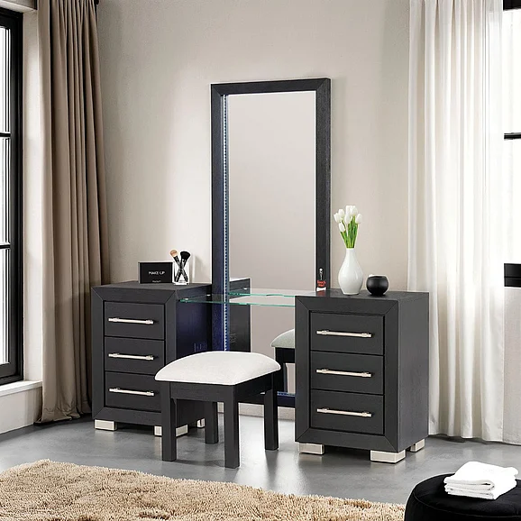 Furniture of America Ashbourne Vanity w/ Stool in Black FM7415BK-V-SET