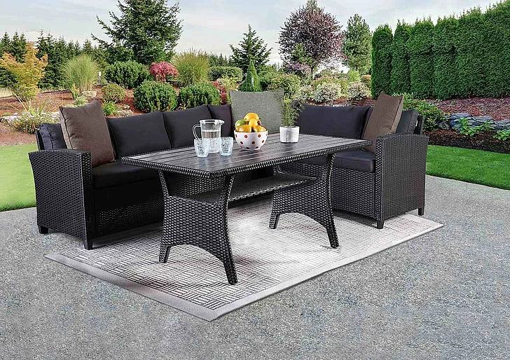 Furniture of America Kimara 3pc Patio Dining Set in Black FM80001BB-T