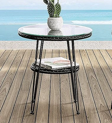 Furniture of America Zalika Patio Side Table FM80010BK-T