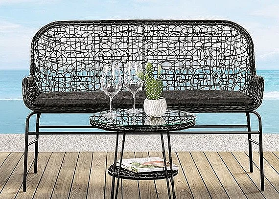 Furniture of America Zalika Patio Bench FM80010BK-BN