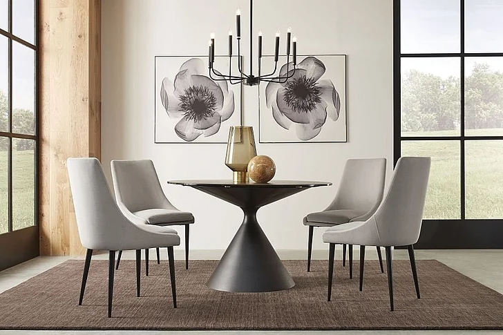 Modus Furniture Winston 5pc Dining Room Set in Black Ceramic/Metal