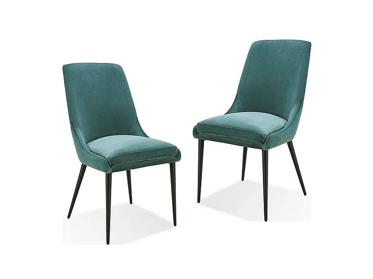 Modus Furniture Winston Upholstered Metal Leg Dining Chair in Smoked Green and Black FMBF63G (Set of 2)