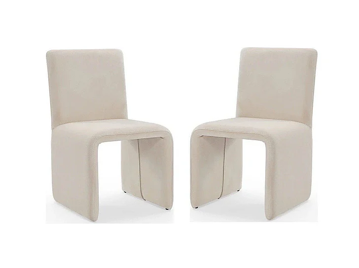 Modus Furniture Winston Fully Upholstered Side Chair in Sand Velvet FMBF64A (Set of 2)