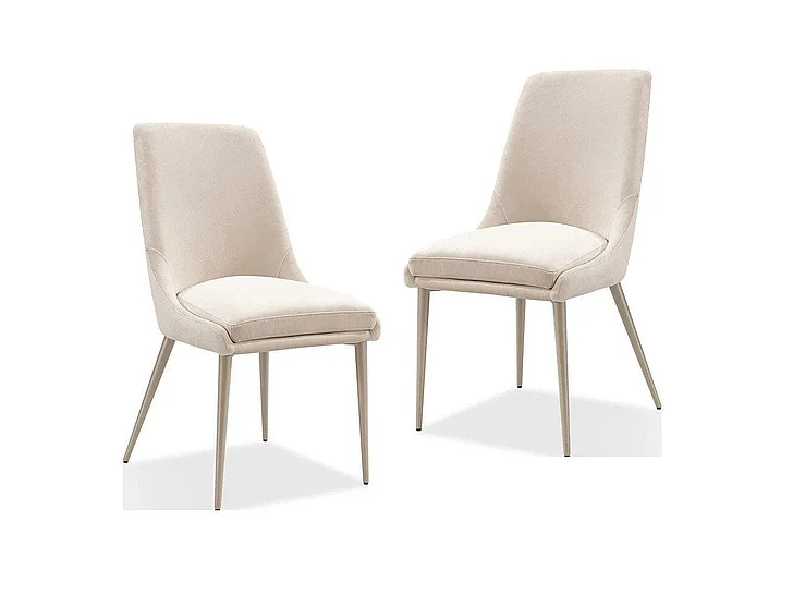Modus Furniture Winston Upholstered Metal Leg Dining Chair in Cream and Champagne FMKR63 (Set of 2)