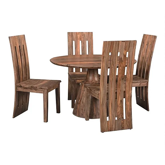 HTD Miles 5pcs 46" Round Dining Room Set in Brownstone