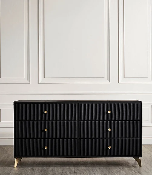 Orchids Lux Home Stanford Six Drawer Dresser in Black FN-5202-642033