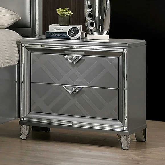 Furniture of America Emmeline Nightstand in Silver FOA7147N
