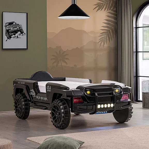 Furniture of America Randlar Off-Road SUV Twin Bed in Black