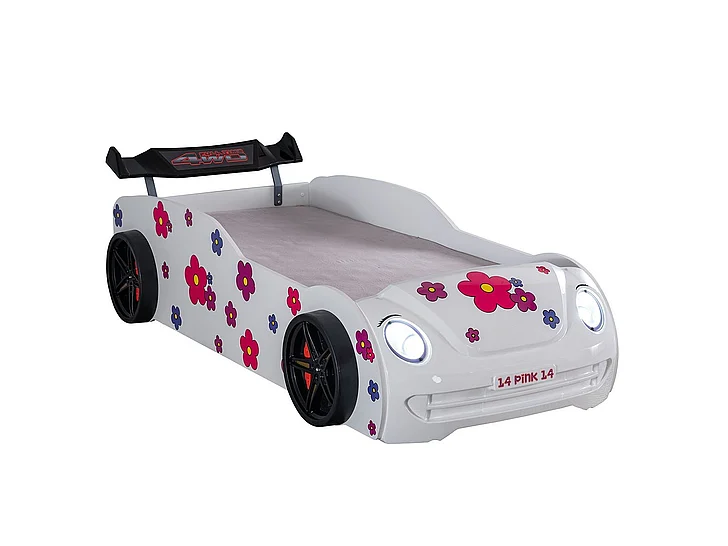 Furniture of America Jourley Car Bed in White FOA7732WH-BED