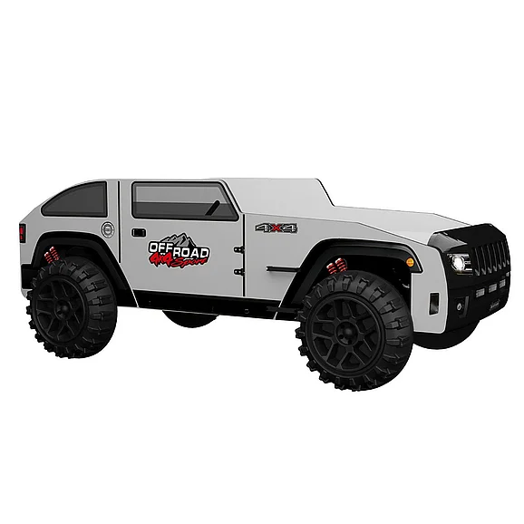 Furniture of America Overlander Car Bed in Black/White FOA7740BW-BED