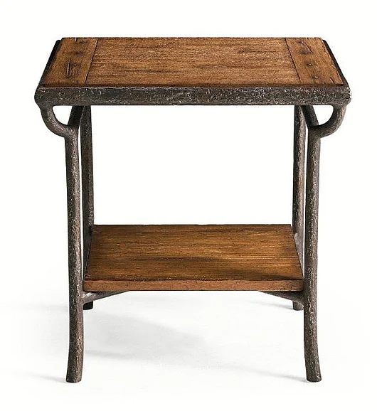 Jonathan Charles JC Casual Forge Iron Square End Table in Cast Metal Finish 491316-CMF