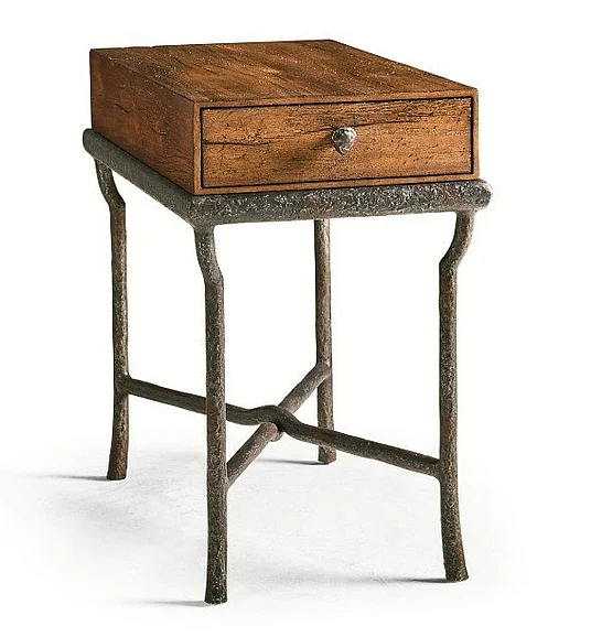 Jonathan Charles JC Casual Forge Iron Storage Side Table in Cast Metal 491317-CMF