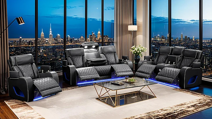 Galaxy Home Fortuner 2pc Living Room Set in Black