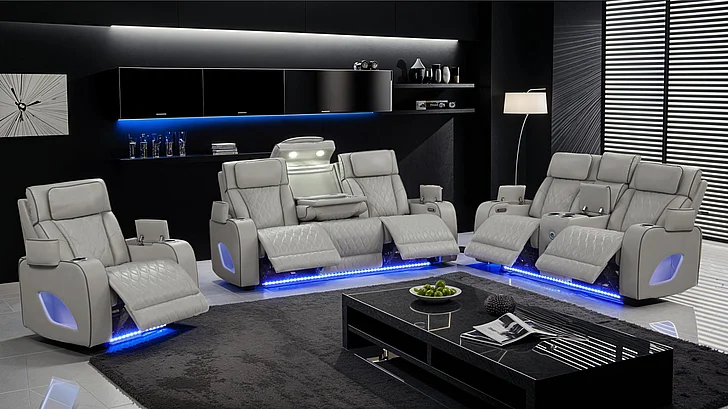 Galaxy Home Fortuner 2pc Living Room Set in Gray
