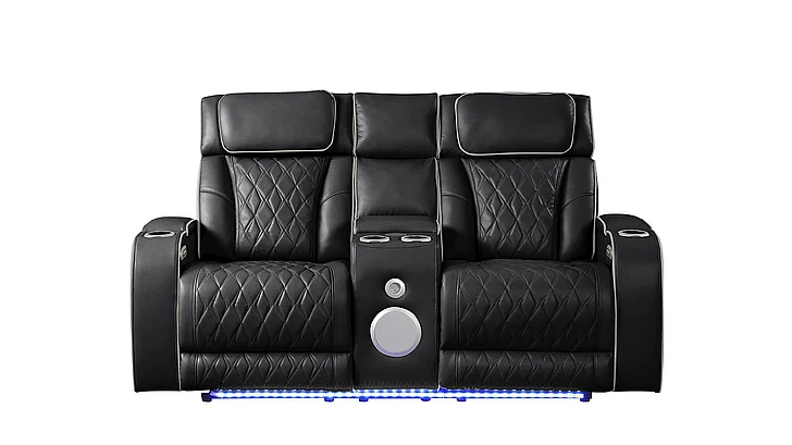 Galaxy Home Fortuner Loveseat in Black 601955556712