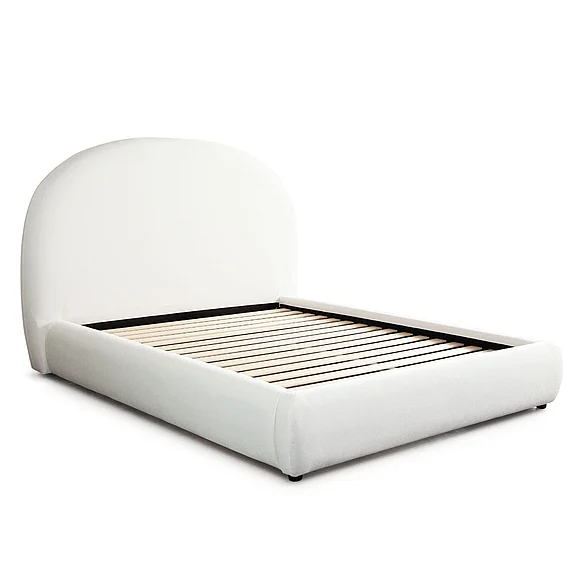 Diamond Sofa Fox Eastern King Bed with Arch Headboard in White Performance Fabric FOXWHEKBED