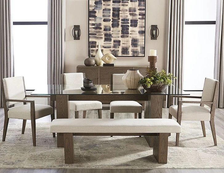 Modus Furniture Oakland 6pc Dining Room Set in Brunette