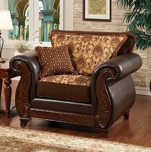 Furniture of America Franklin Chair in Dark Brown/Tan SM6106N-CH