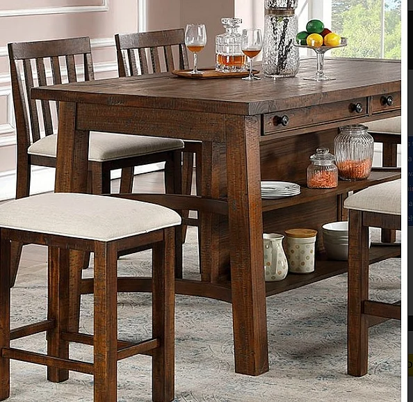 Furniture of America Fredonia Counter Height Table in Rustic Oak CM3902PT