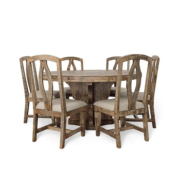 Split Nickel Freedom 7pc Round Dining Room Set