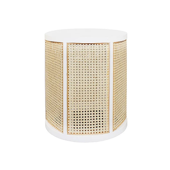 Worlds Away Freya Cane Side Table FREYA WH
