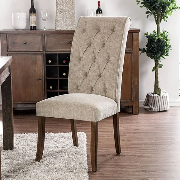 Furniture of America Sania III Side Chair in Beige (Set of 2) CM3564A-SC-2PK