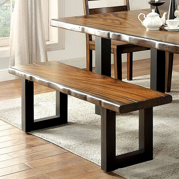 Furniture of America Maddison Bench in Tobacco Oak CM3606BN