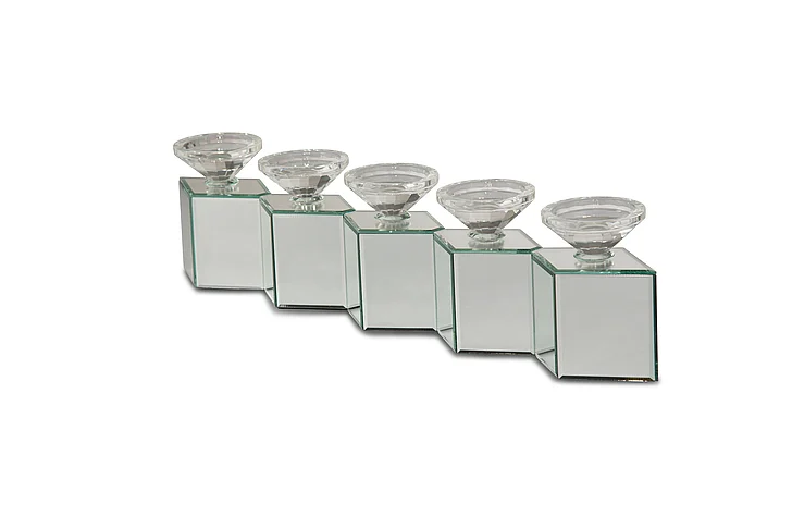 AICO Montreal Mirorred Cube Linear Candle Holder FS-MNTRL162