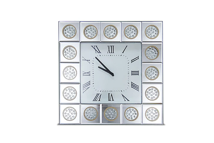 AICO Montreal Square Wall Clock w/Crystal Accents FS-MNTRL277