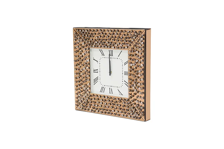AICO Montreal Square Wall Clock w/Crystal Accents FS-MNTRL279