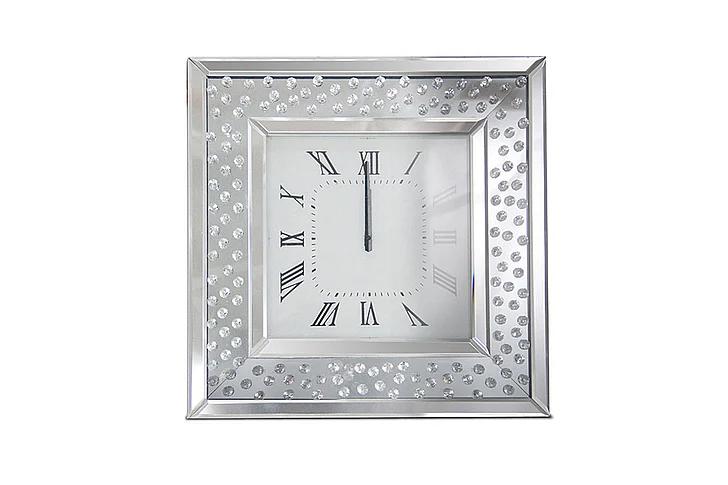 AICO Montreal Square Wall Clock w/Crystal Accents FS-MNTRL280