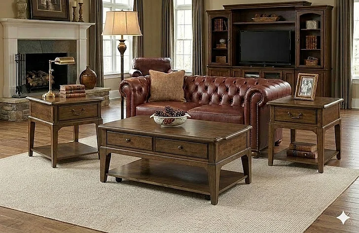 Kincaid Commonwealth Washburn 3pc Occasional Set in Hazelnut