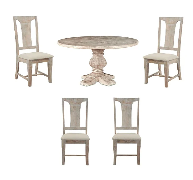 HTD San Rafael 5pc 54" Dining Table Set in Heirloom White