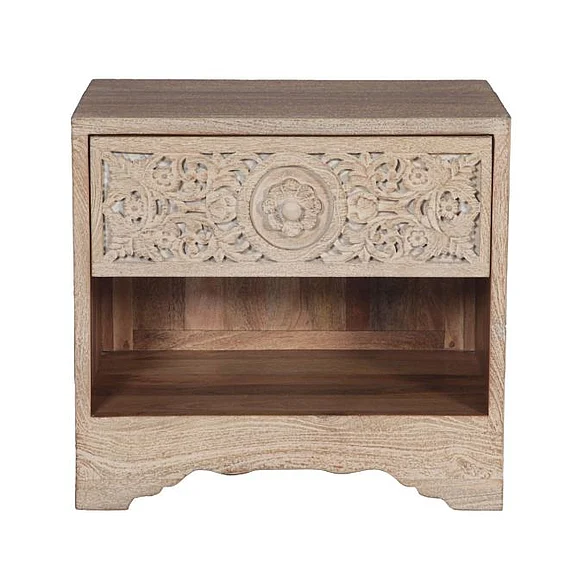 HTD Taj 26" Nightstand with Plinth Base in Whitewash FTJ-NCP26WW