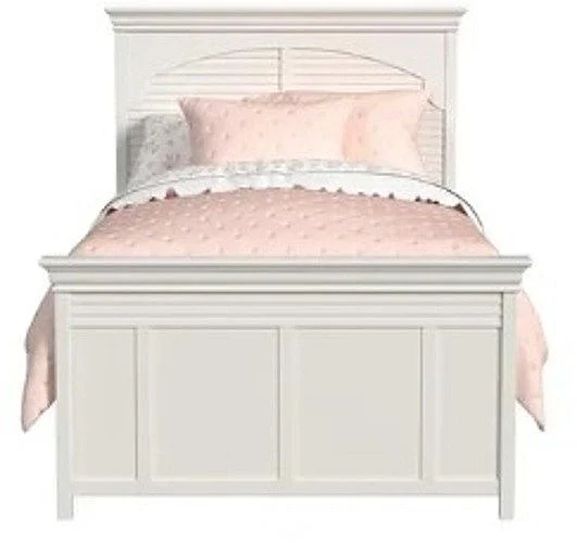 My Home Furnishings Neopolitan Full Louvered Panel Bed in Creamy White