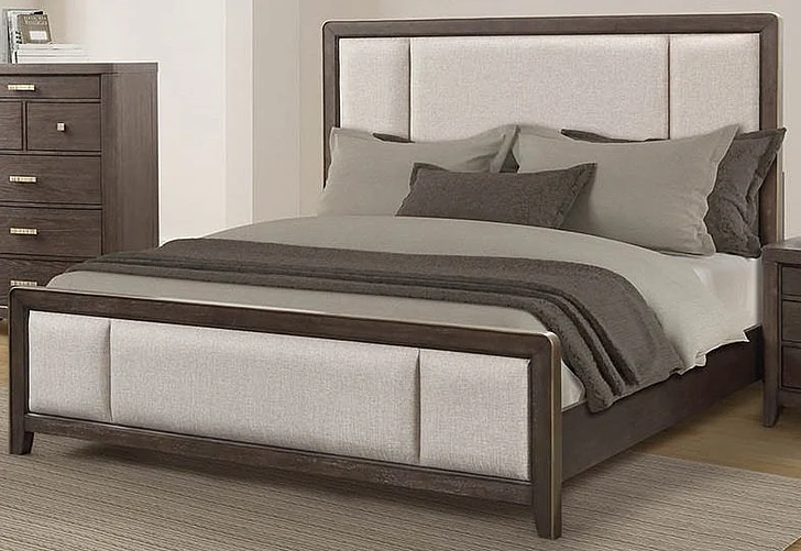 Emma Mason Signature Zenith King Upholstered Panel Bed in Brown