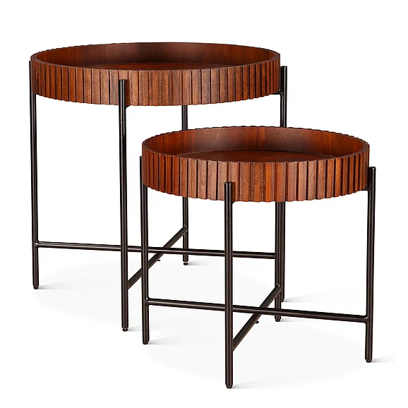 HTD Verbania 29" Nesting Tray Tables in Pecan Brown FVE-NT29PB CLOSEOUT PROMO